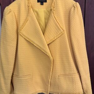 Ann Taylor Yellow Textured Blazer with puffy sleeve